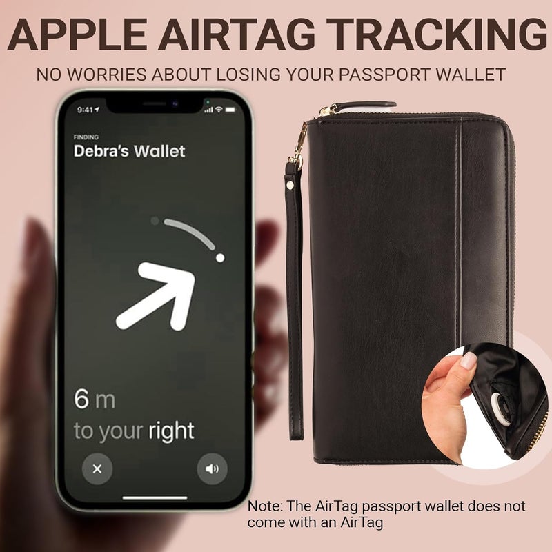 Apadi Travel Document Organizer - RFID Passport Wallet Case Family Holder Id Wristlet - Image 3